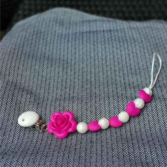 Schnullerkette Blume pink 